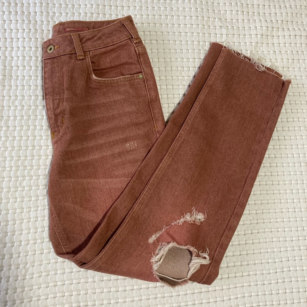 Pilcro Dusty Rose straight leg pants 27